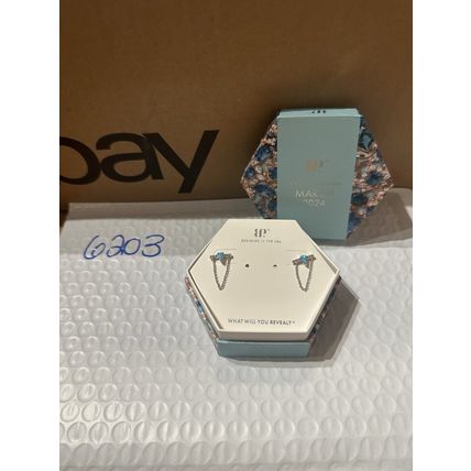 NIB Ring Bomb Party Stud Earrings Chic RBP7285 Choose Joy LG Aqua Blue Fire Opal