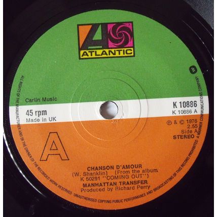 Manhattan Transfer - Chanson D'Amour - 7" Vinyl - 1st Pressing - Very Good+
