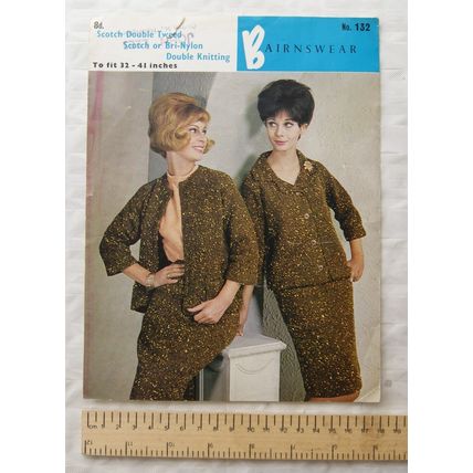 Vintage: Bairnswear No. 132 jacket & skirt, Scotch double tweed, 32-41 inch bust