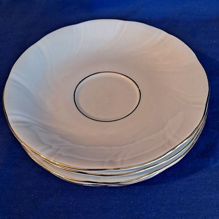 Lot 4 Jamestown China ALLEGRO SAUCERS Bread Plate Gold Trim Swirl Poland 5 3/4"