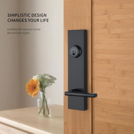 Matte-Black Front Door Handle - Modern Entry Door Lock Set with Deadbolt,Exterio