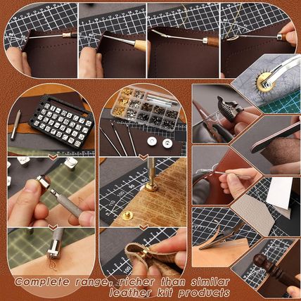 TLKKUE Leather Tooling Kit Leather Craft Tools Leather Working Kit with Custom H