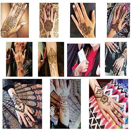 Xmasir Pack of 24 Sheets Henna Tattoo Stencil Kit/Temporary Tattoo Templates