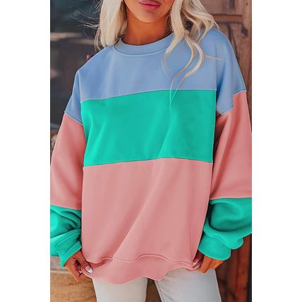 Blossom Colorblock Patchwork Drop Shoulder Sweatshirt