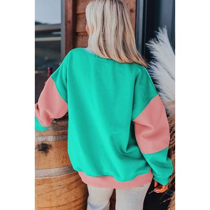 Blossom Colorblock Patchwork Drop Shoulder Sweatshirt