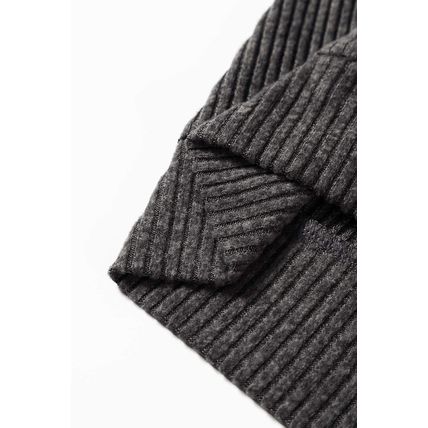 Dark Grey Ribbed Zip Up Front Drawstring Hoodie