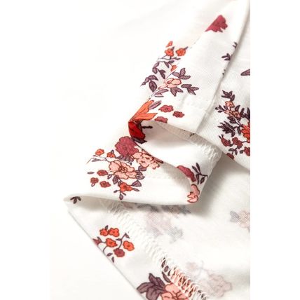 White Boho Floral Ruched Cinched Short Sleeve Blouse
