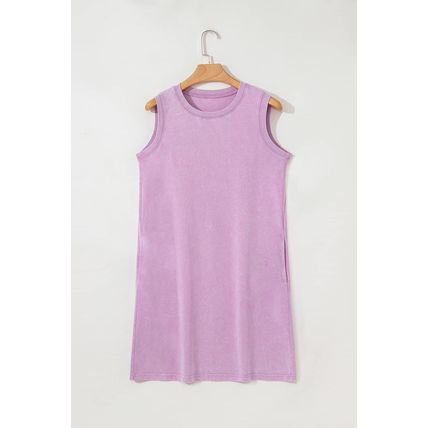 Phalaenopsis Mineral Wash Tank Mini Dress with Pockets