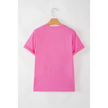 Rose Red Lets Rodeo Crew Neck Graphic Tee