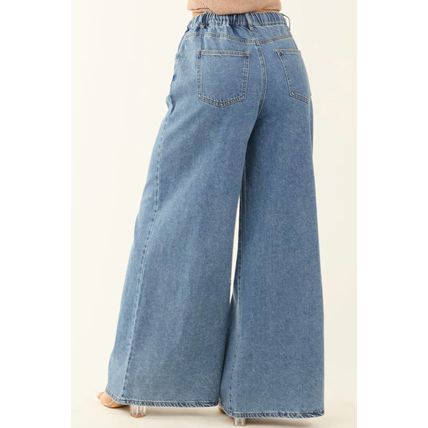 Dusk Blue Medium Wash Super Wide Leg Denim Pants