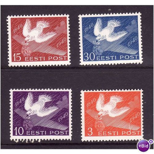 ESTONIA 1940 BIRDS SET 4 VALS U/M MINT