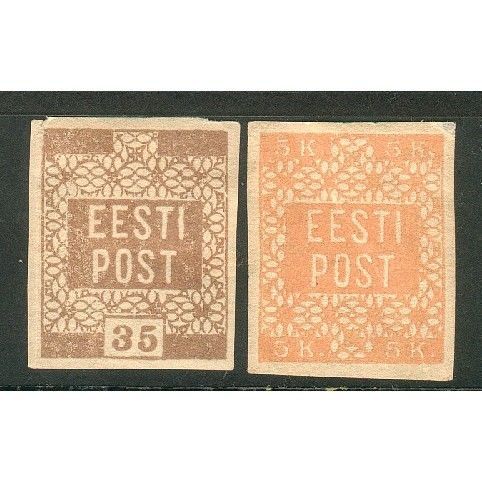 Estonia 1918 imperf - SG3 - 35p brown & SG1 - 5k pink - MH