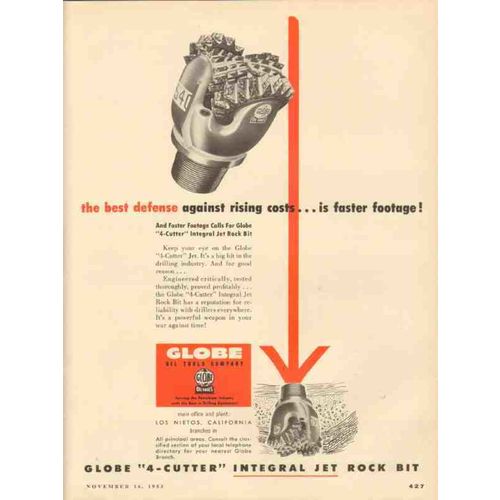 globe oil tools company 1953 the best defense rising costs vintage ad
