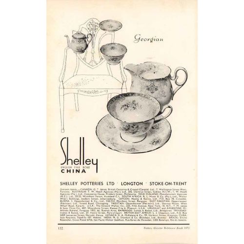 shelley potteries ltd 1953 georgian english fine bone china vintage ad