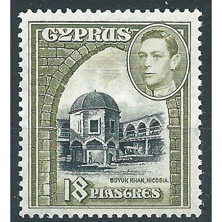 Cyprus 1938 SG160 18pi Black & Olive-Green Mounted Mint....