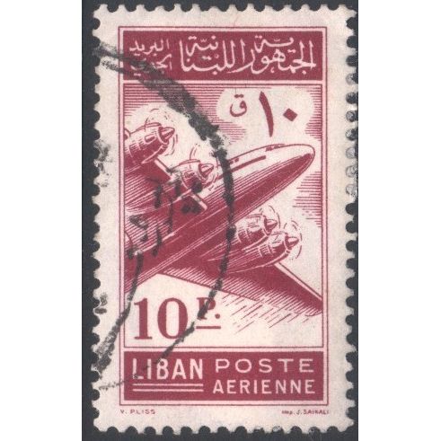 Lebanon 1953 - SG474 - 10p red - Douglas DC-4 - used