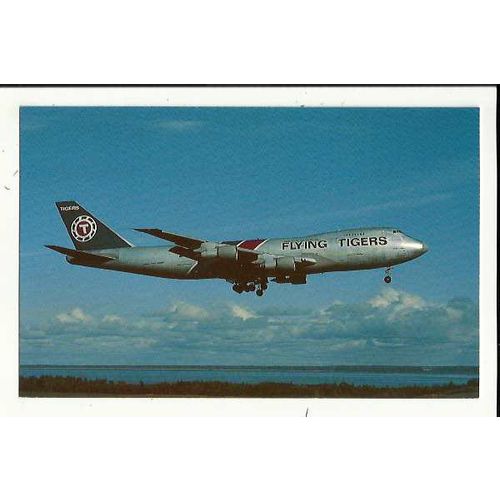 Aviation FLYING TIGERS BOEING 747-245F Postcard by Mary Jayne (MJ822)