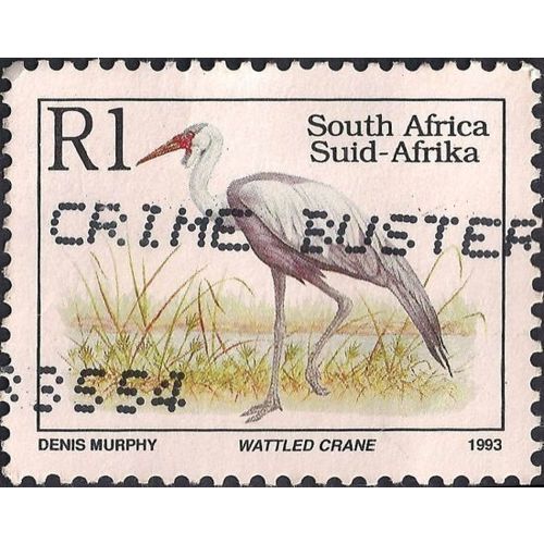 SOUTH AFRICA, BIRDS, Wattled Crane, white 1997, R1, #2