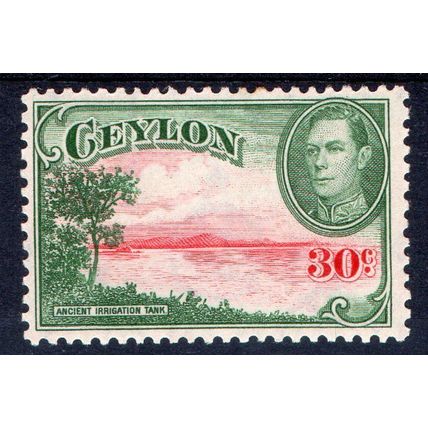 1944 CEYLON Sg393a 30c carmine & green wmk upright mint never hinged (G27