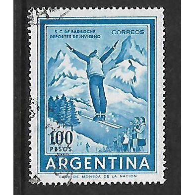 ARGENTINA REP 1959 1000p BLUE SKI JUMPER SG1290 FINE USED#4
