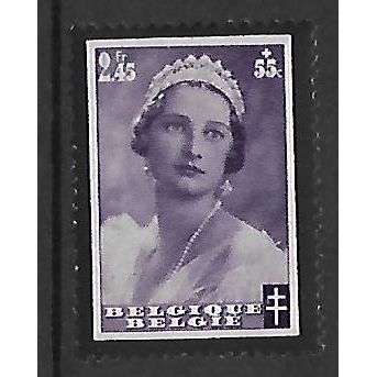 BELGIUM 1935 DEATH OF QUEEN ASTRID MORNING STAMP 2F.45 + 55c VIOLET SG720 M MINT