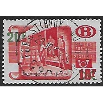 Belgium Pa Mi 40: 20 Fr. on 18 Fr. red Parcel Stamp: Loading a Parcel Wagon