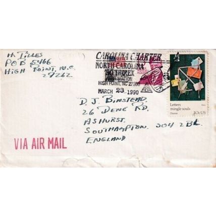 United States 1990 High Point NC-Southampton UK Cover written