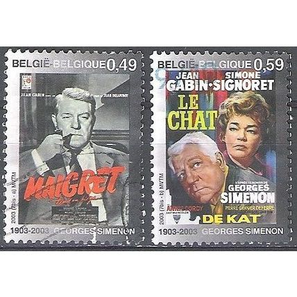 Belgique 2003 Michel 3216 - 3217 O Cote (2008) 1.60 € Ecrivain Georges Simenon