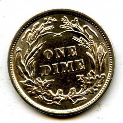 1900 AU58 Barber Dime Rim Cuds