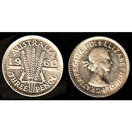 Australia Three Pence 1960 Used Coin 3d Wheatsheaf