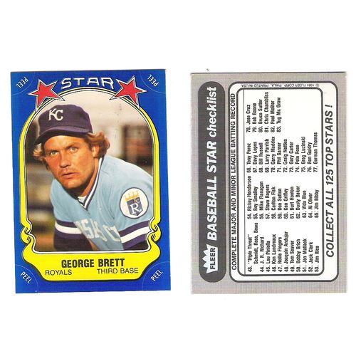 1981 Fleer Baseball Star Sticker George Brett – Checklist - NM - Royals