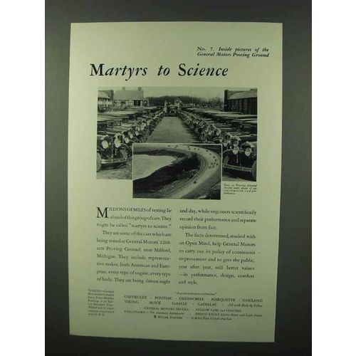 1929 General Motors Ad - Martyrs to Science