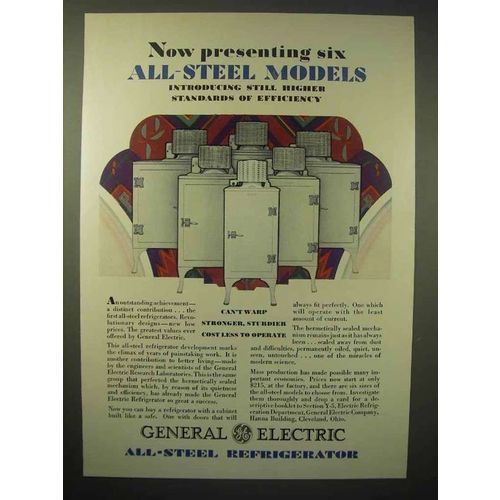 1929 General Electric Refrigerator Ad - Six Steel Model