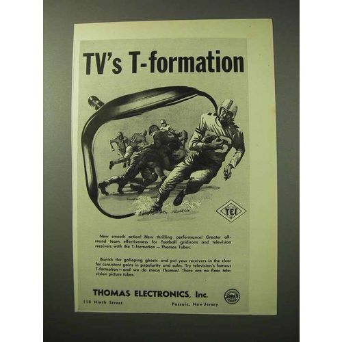 1950 Thomas Electronics Ad - TV's T-Formation