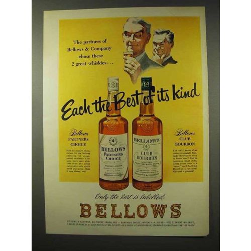 1956 Bellows Partners Choice, Club Bourbon Whiskey Ad