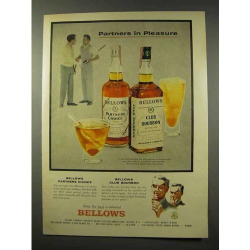 1956 Bellows Partners Choice, Club Bourbon Whiskey Ad - Partners