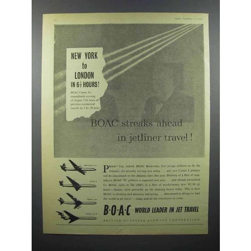 1958 BOAC Airways Ad - Streaks Ahead in Jetliner Travel
