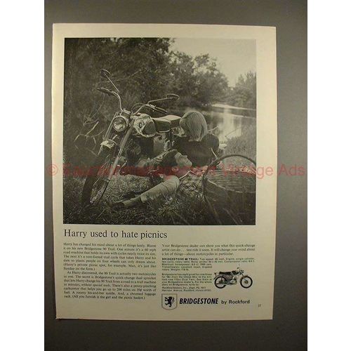 1966 Bridgestone 90 Trail Motorcycle Ad - Hate Picnics!