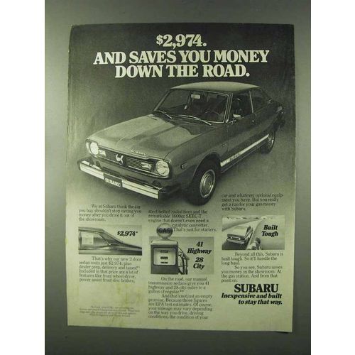 1977 Subaru Cars Ad - Saves You Money Down the Road
