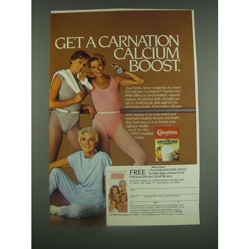 1985 Carnation Nonfat Dry Milk Ad - Get a Carnation Calcium Boost