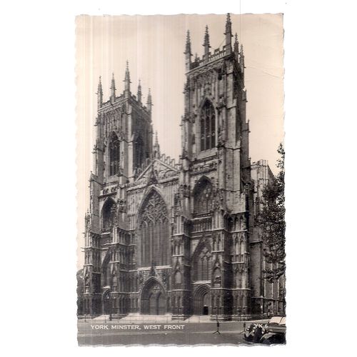 YORK MINSTER used vintage postcard RP by lansdowne 1960s unfranked stamp =