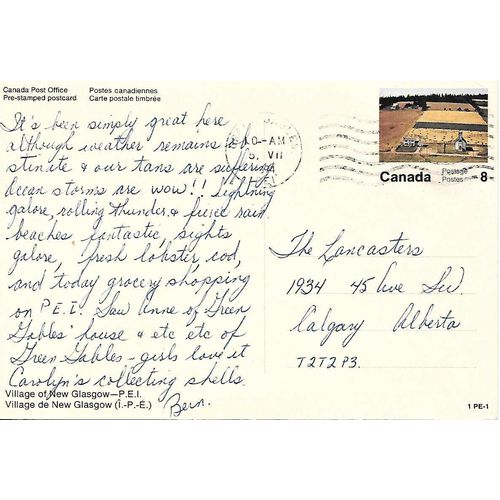 Canada #VC 80 Set 1-PE-1 Postal Card USED Village of New Glasgow-P.E.I.