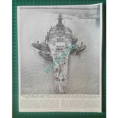 (X374) USS NEW JERSEY Ship Back To Service Bayonne Brooklyn Navy Yard - 1950