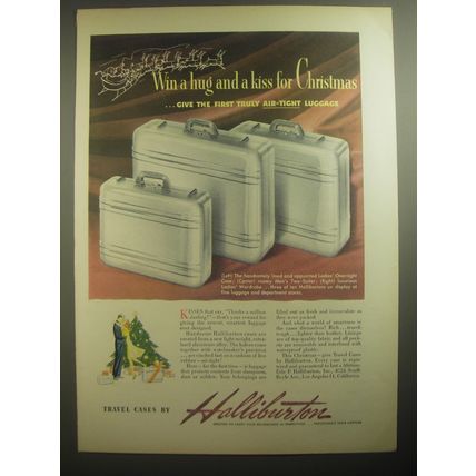 1946 Halliburton Travel Cases Ad - Win a hug and a kiss for Christmas
