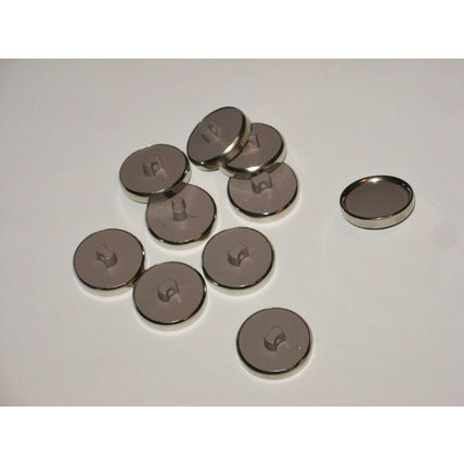 DD10 Dark Tan Shank Button Silver Band 3/4 Round 10 Pieces Sewing Crafting