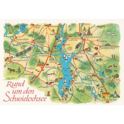Rund Um Den Schwieloschsee Friedland Lieberose German Karte Map Postcard