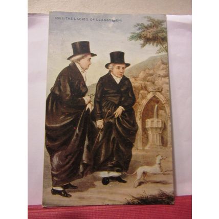THE LADIES OF LLANGOLLEN, WALES unused antque postcard by photochrom /