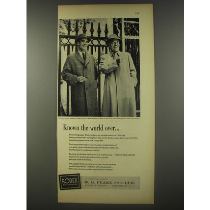 1956 Rodex Coat Advertisement - Known the World Over