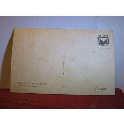 1904 SUNBEAM british veteran car unused postcard dated 1968 #