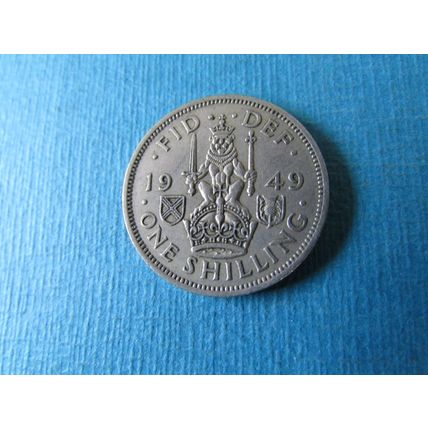 1949 GEORGE VI SCOTTISH SHIELD SHILLING FREE POST. (zzebid)